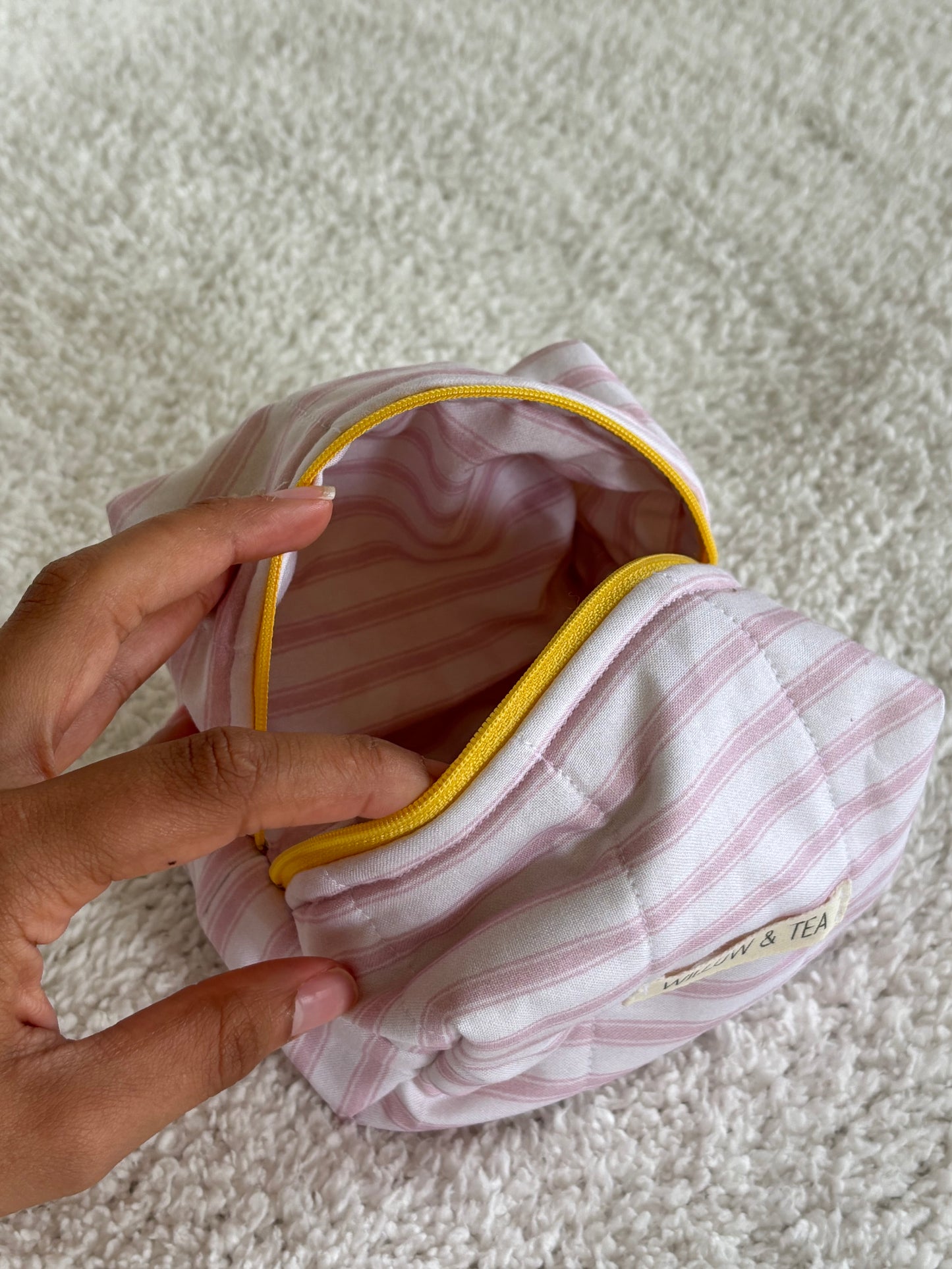 Pink Pinstripe Boxy Pouch