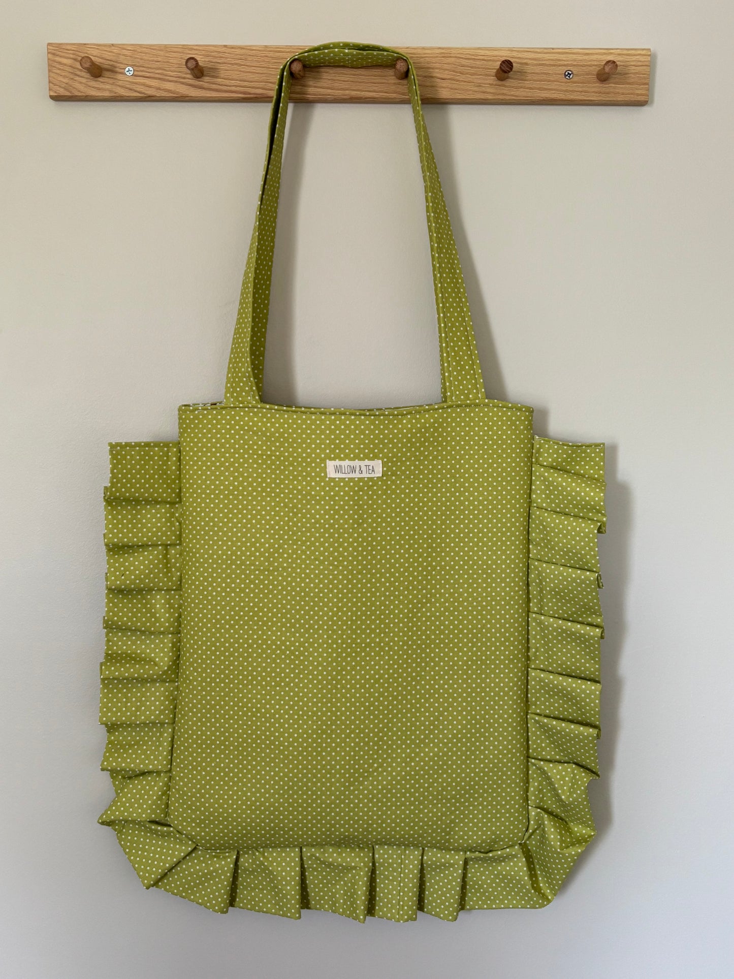 Green Polka Ruffle Tote