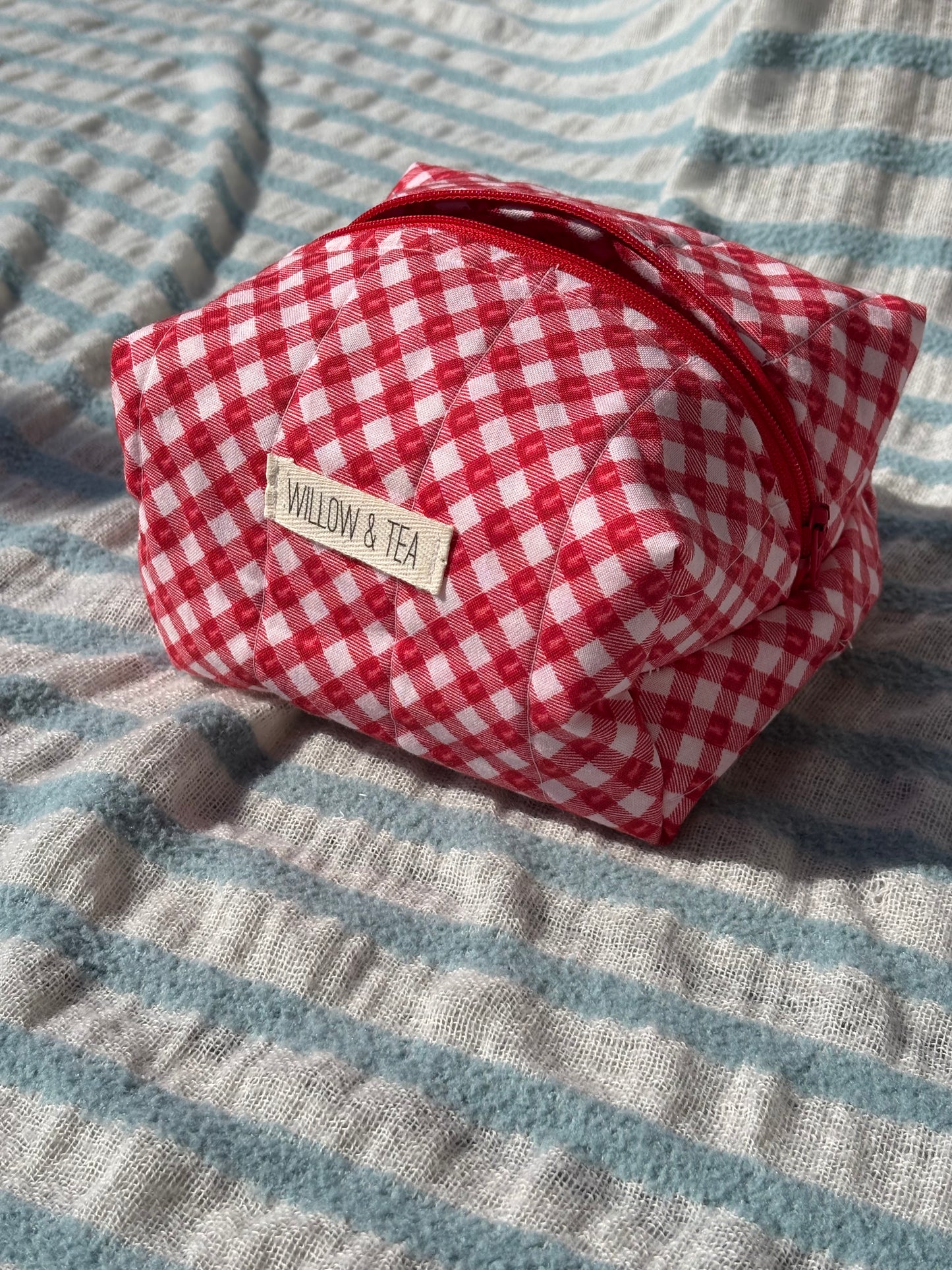 Red Gingham Boxy Pouch