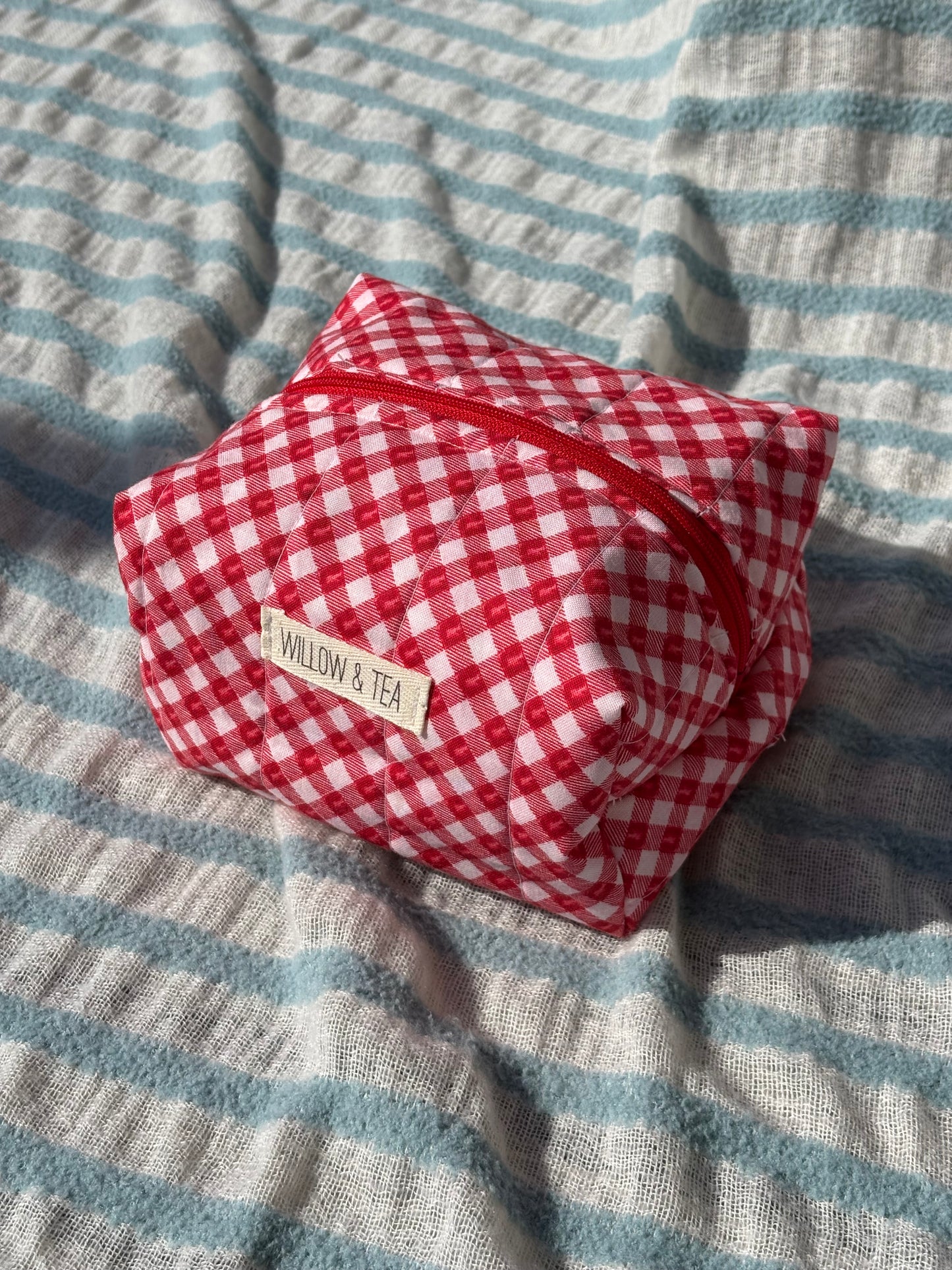 Red Gingham Boxy Pouch