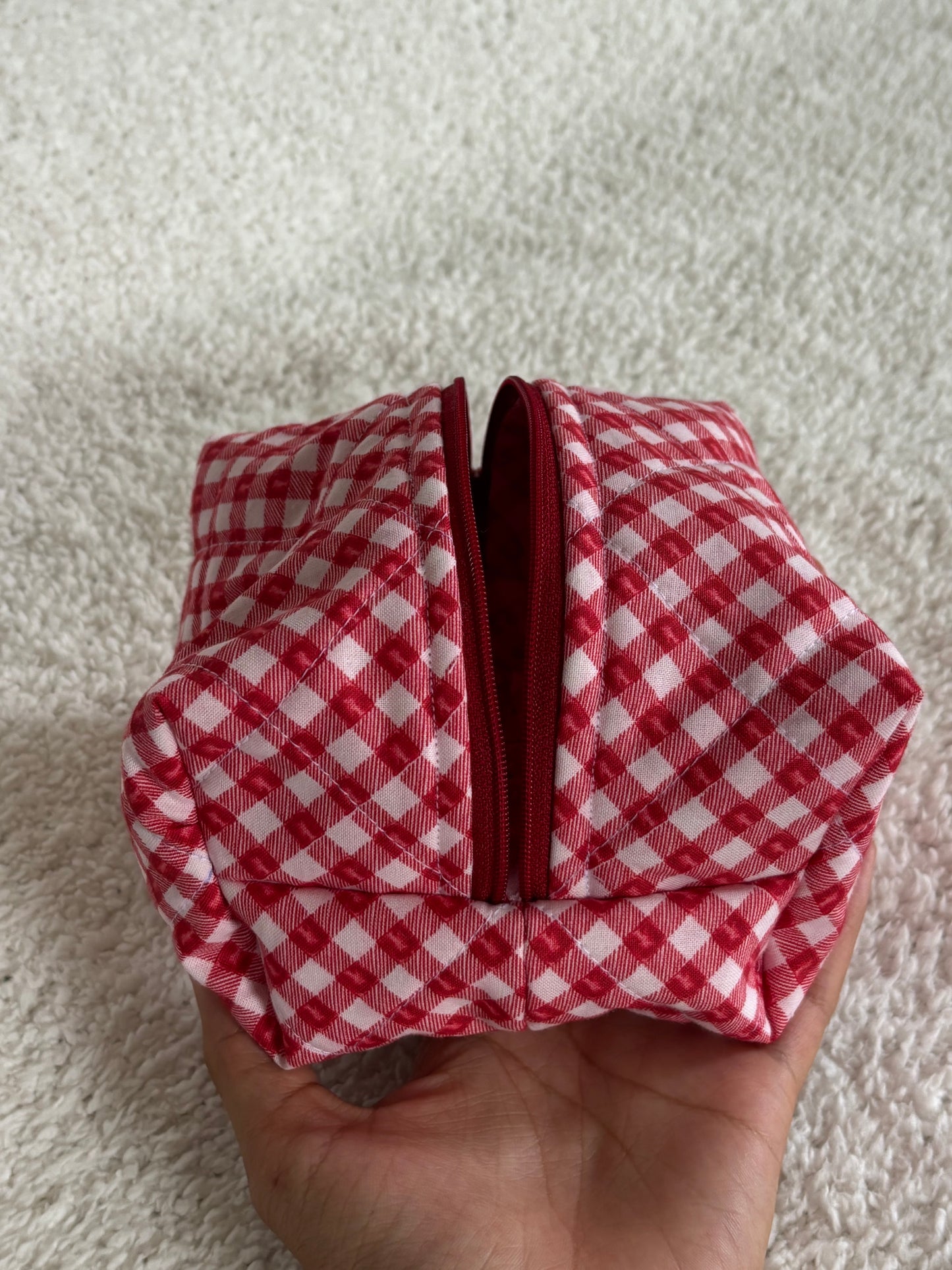 Red Gingham Boxy Pouch