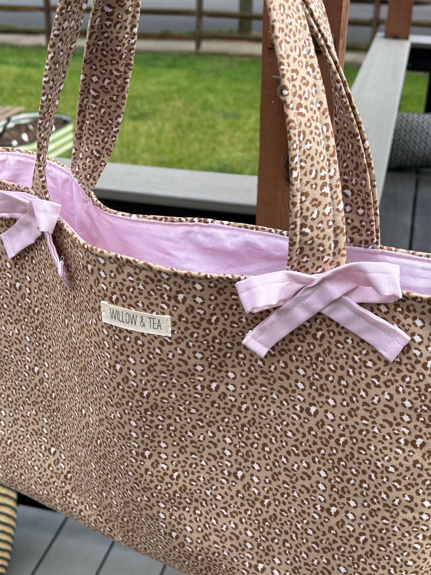 Leopard & Pink Bow Tote