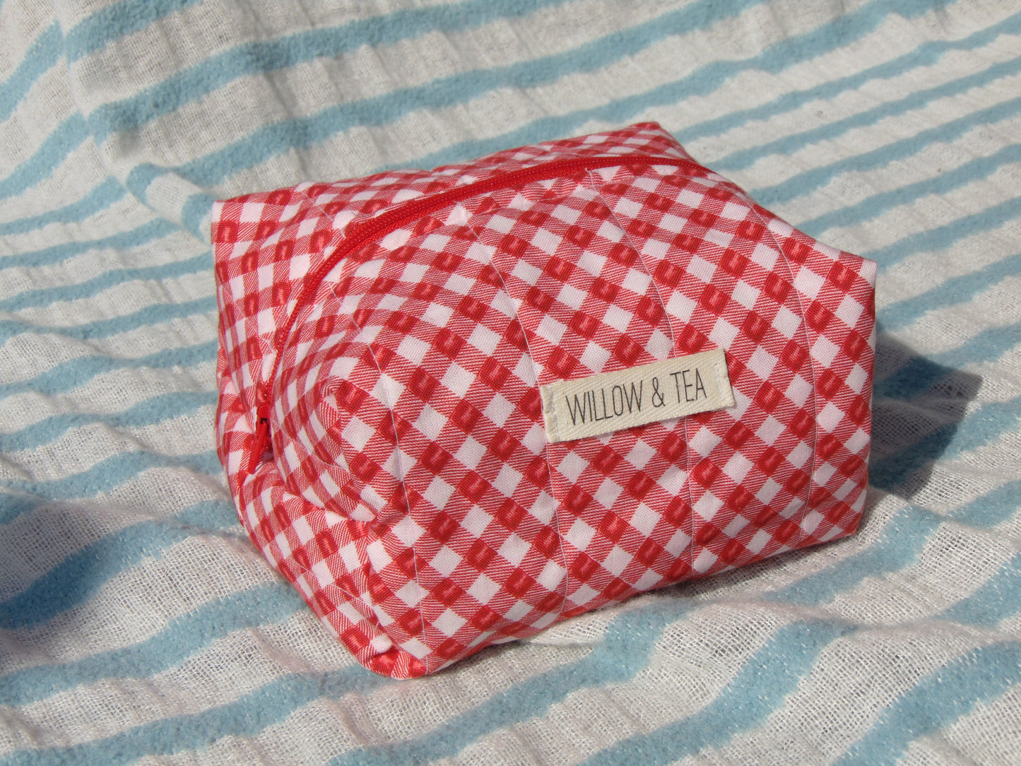 Red Gingham Boxy Pouch