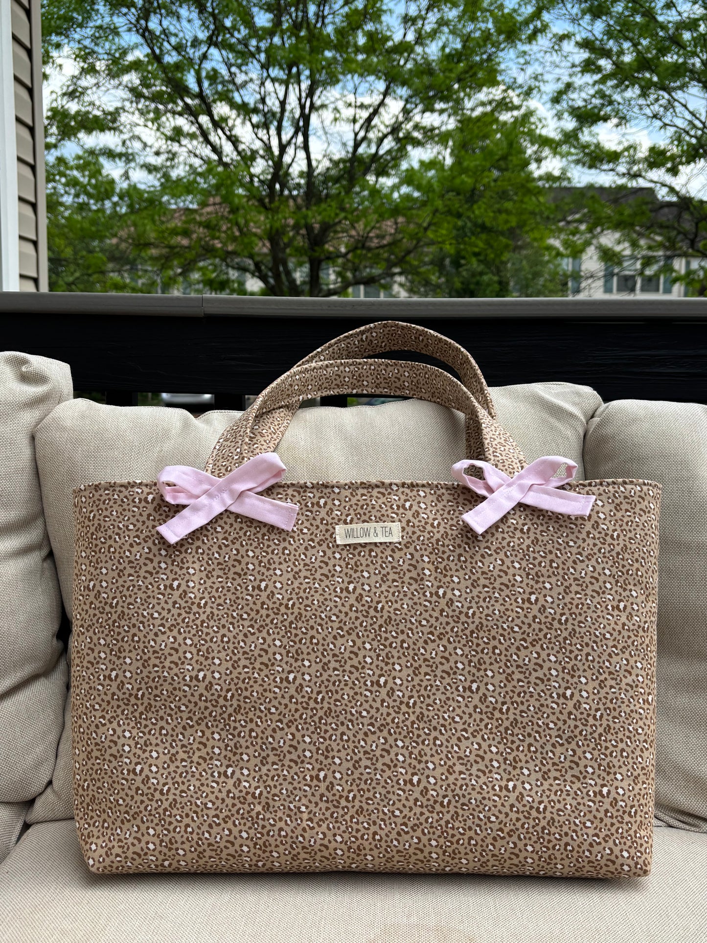 Leopard & Pink Bow Tote