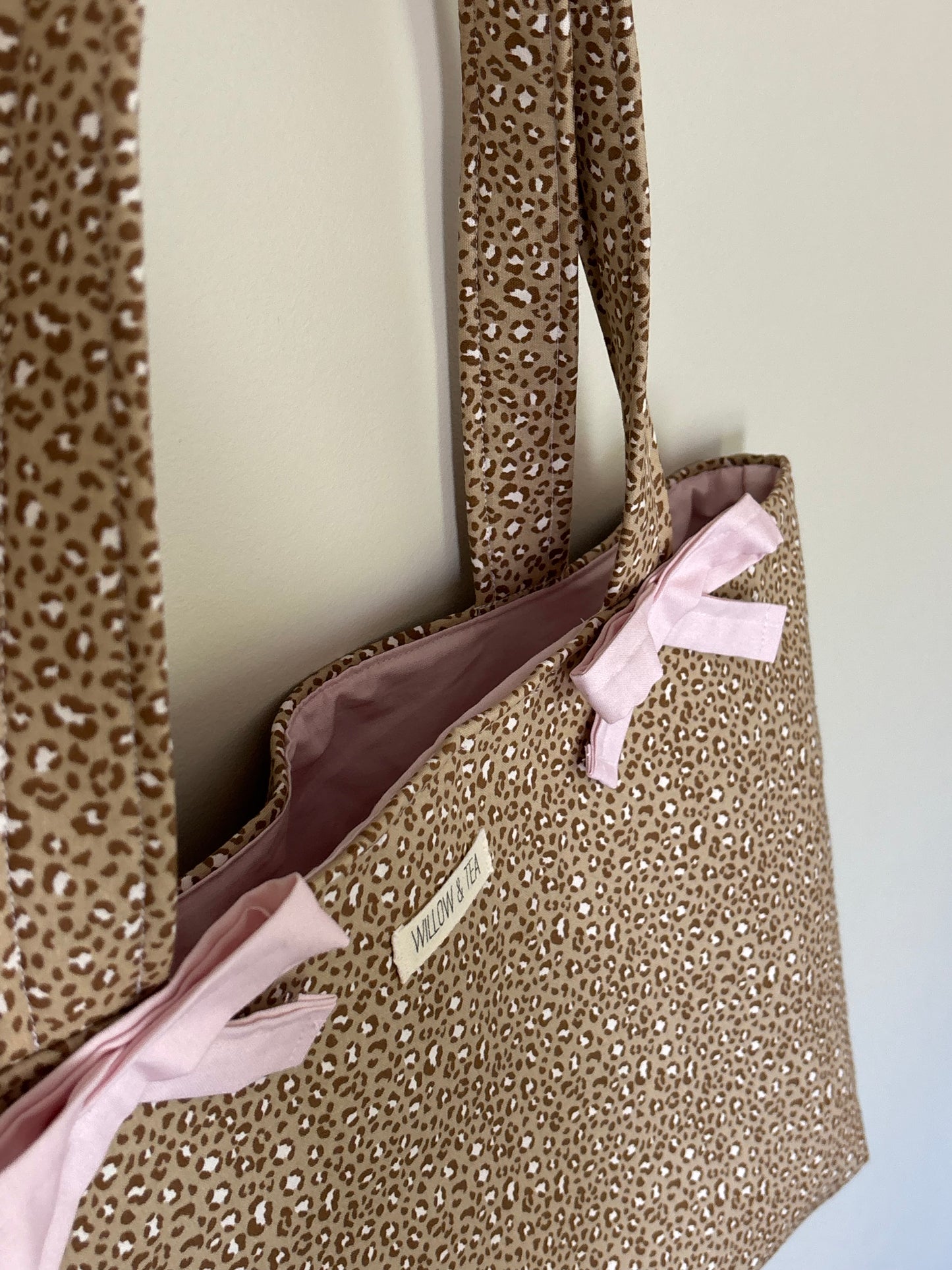 Leopard & Pink Bow Tote
