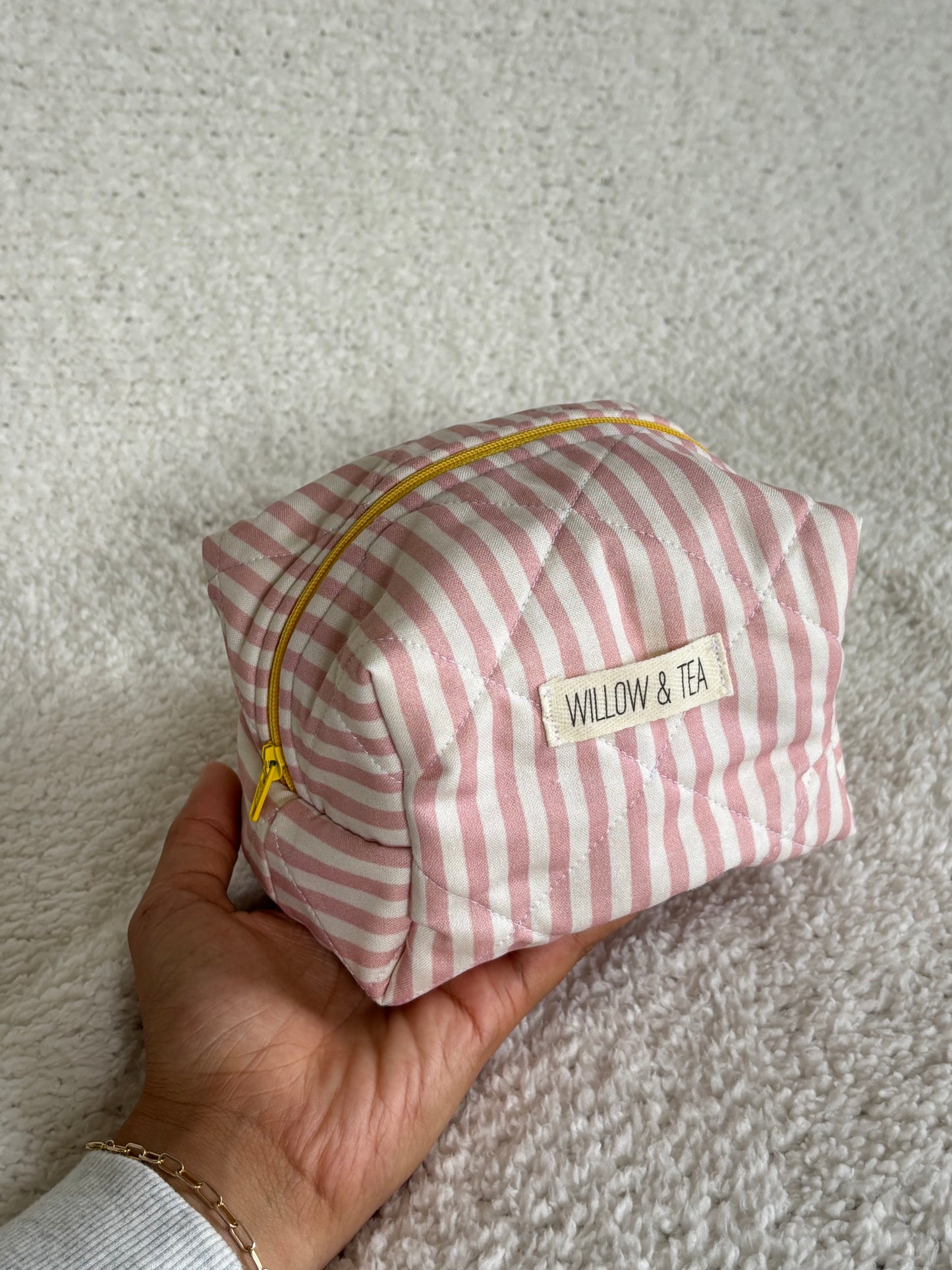Pink & White Boxy Pouch