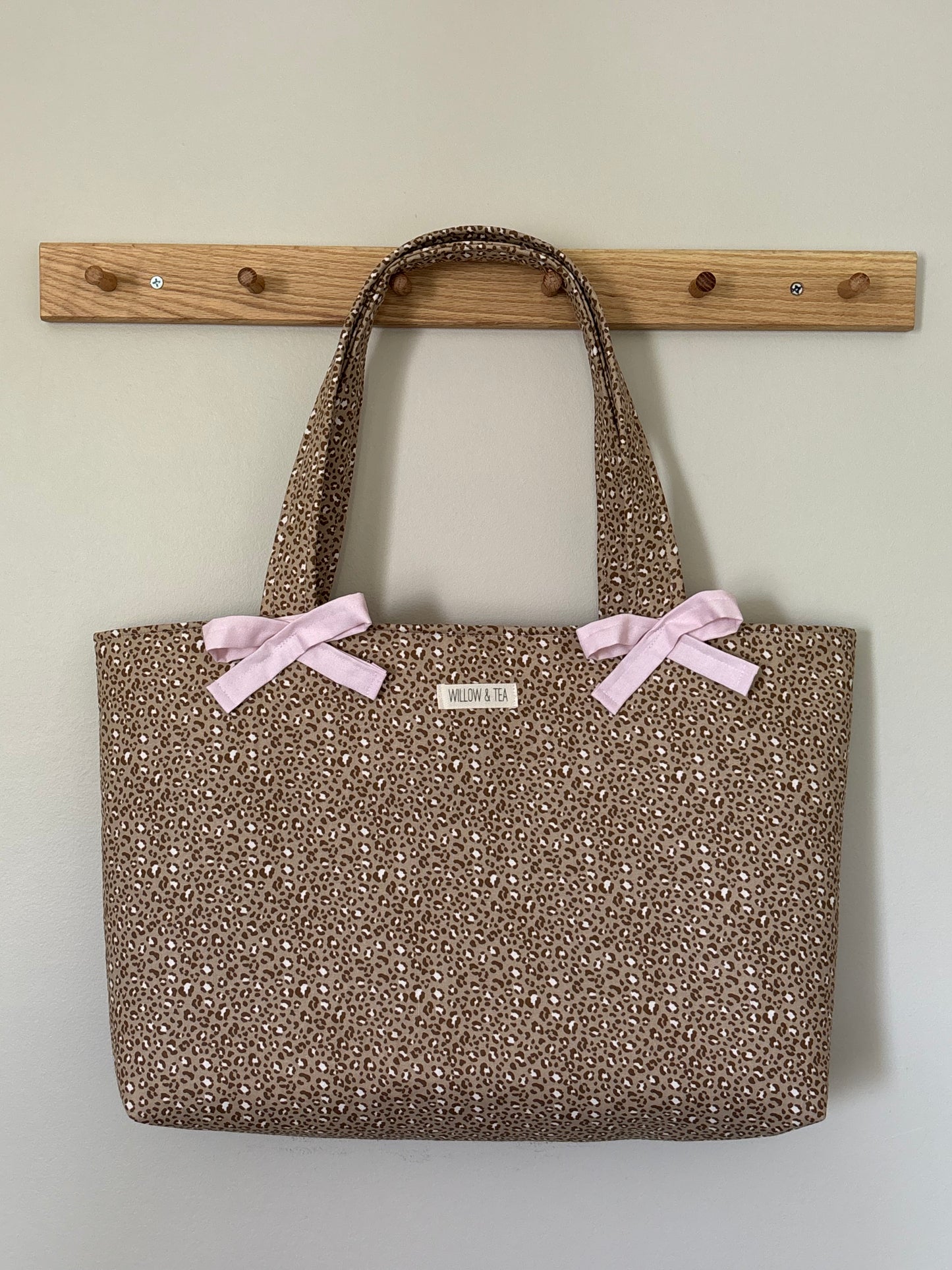 Leopard & Pink Bow Tote