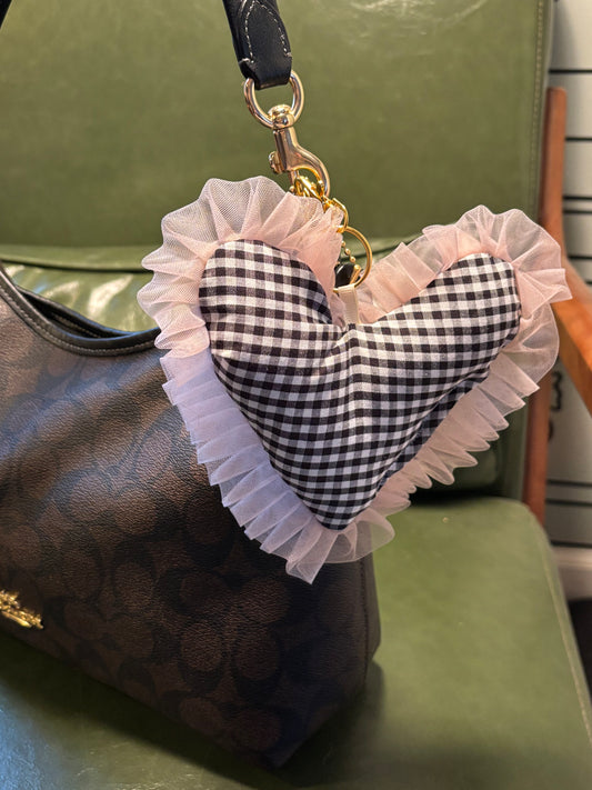 B&W Gingham Bag Charm