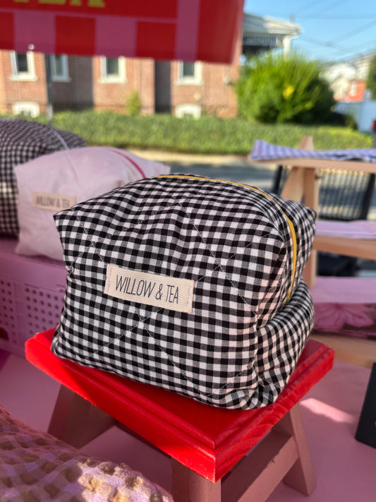 B&W Gingham Boxy Pouch (Small)