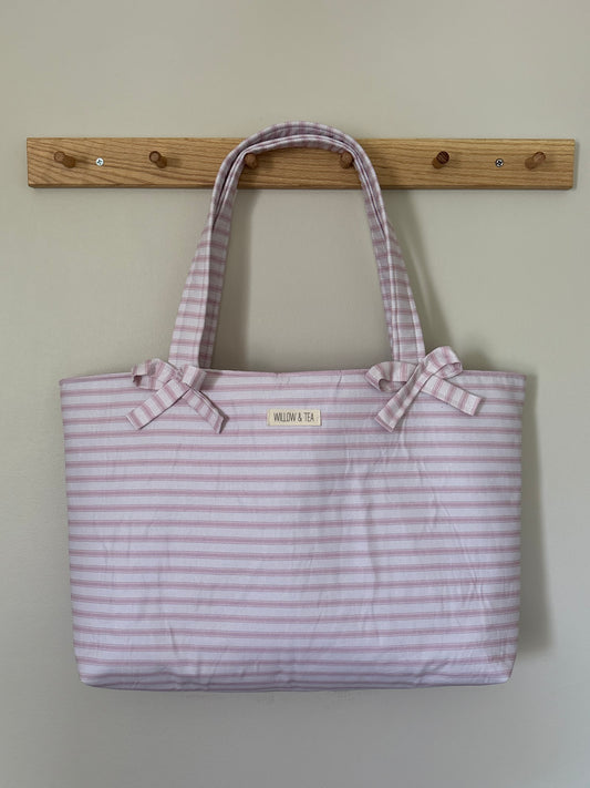 Pink Stripe Bow Tote