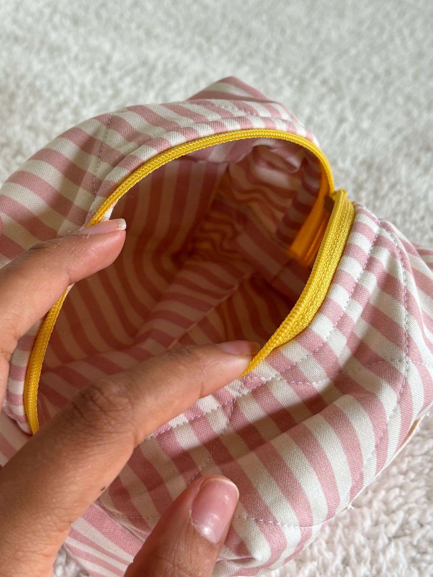 Pink & White Boxy Pouch