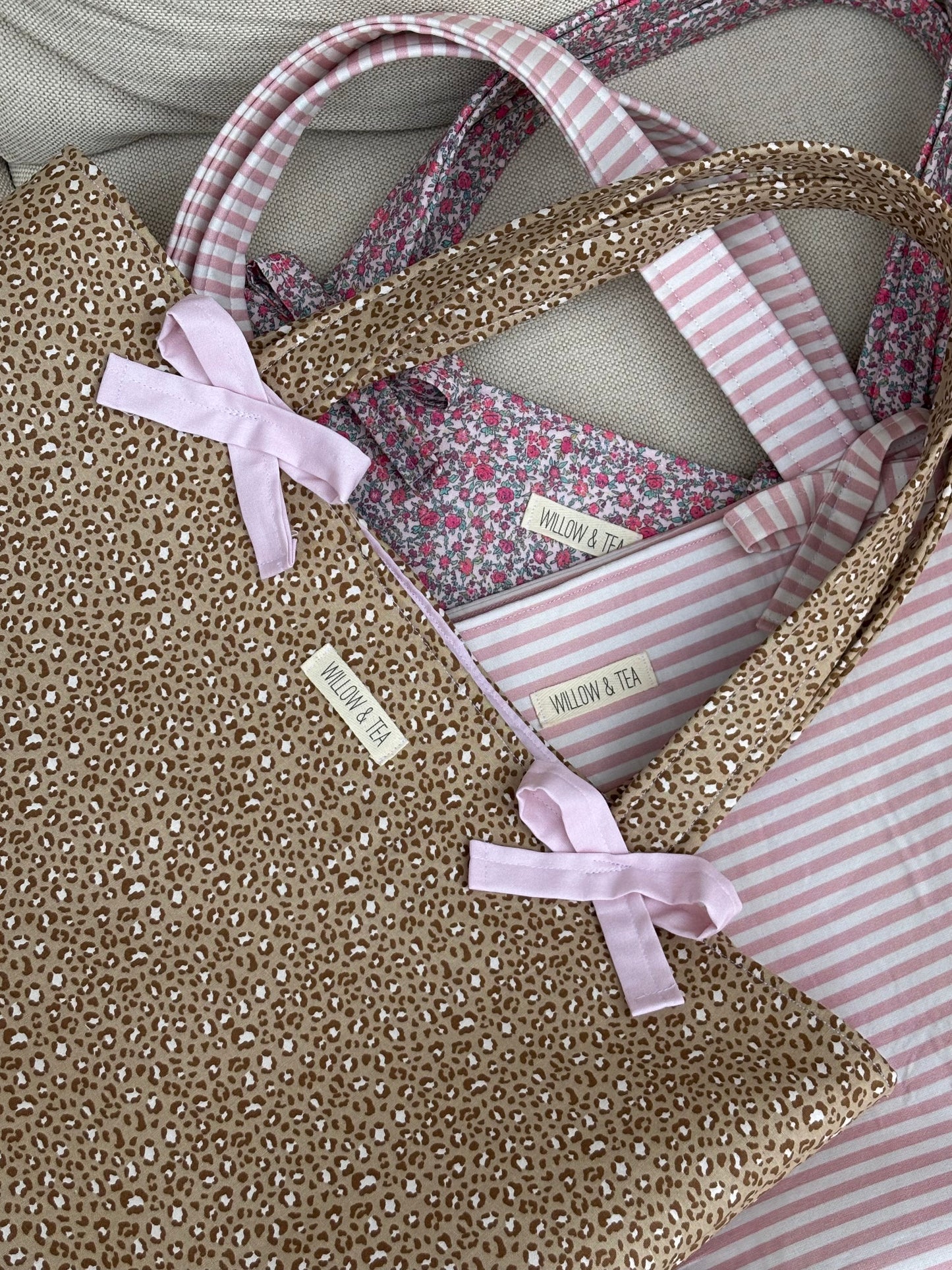 Leopard & Pink Bow Tote