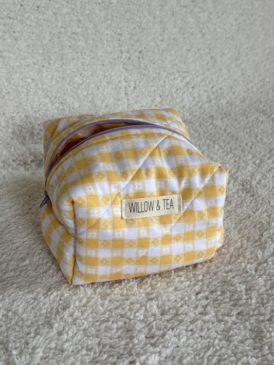 Yellow Gingham Boxy Pouch