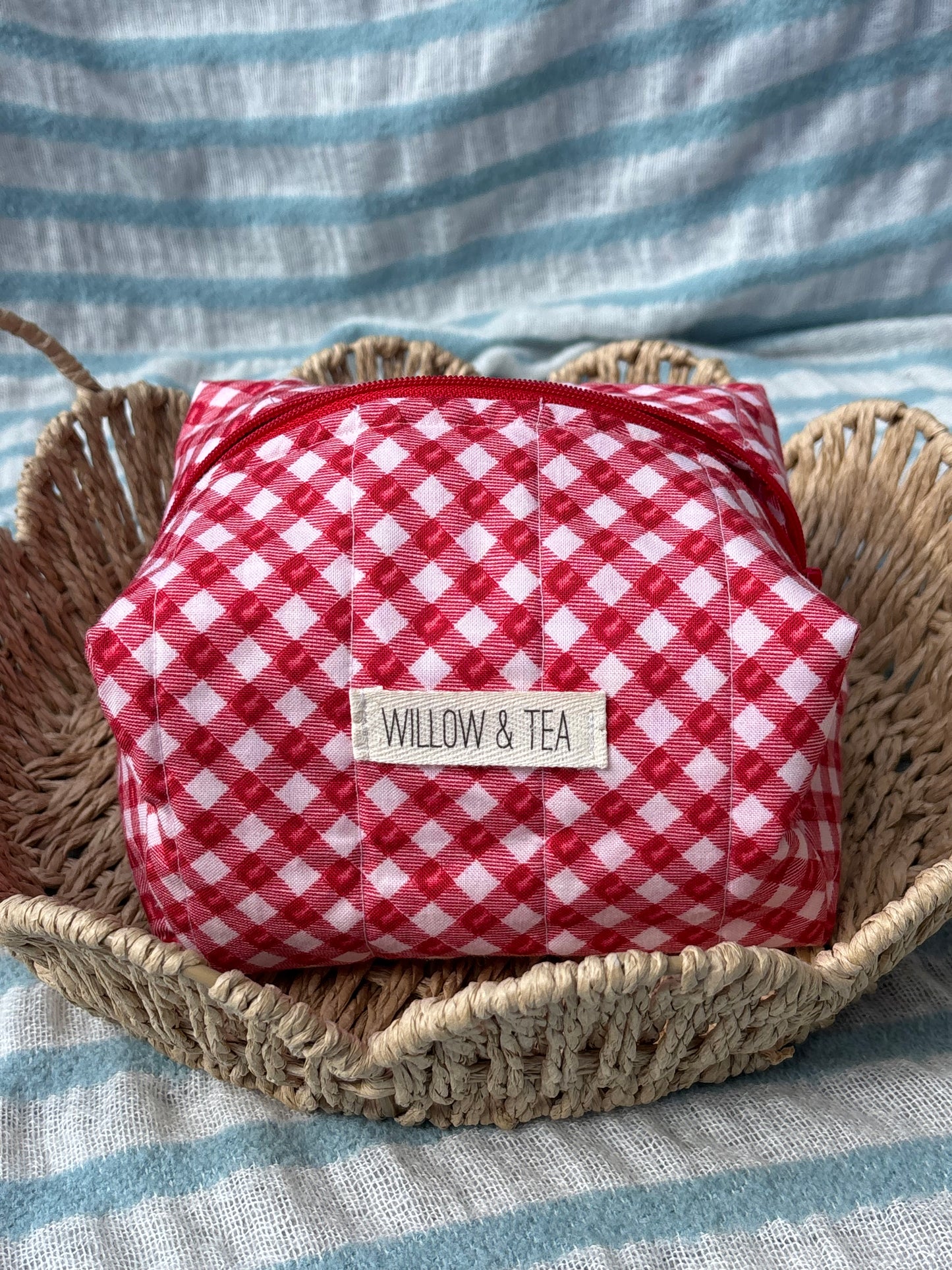 Red Gingham Boxy Pouch