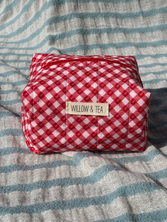 Red Gingham Boxy Pouch