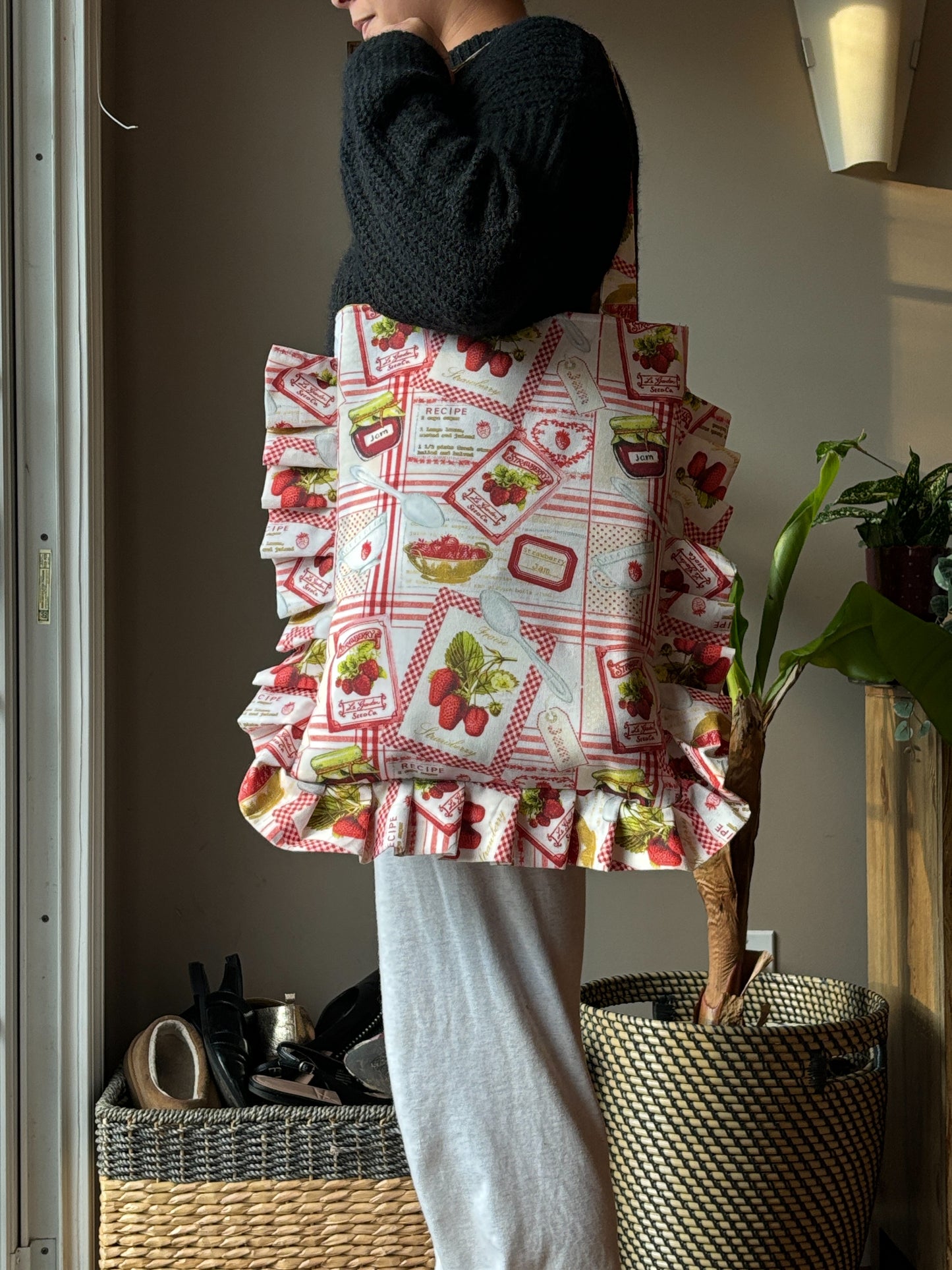 Strawberry Ruffle Tote Bag