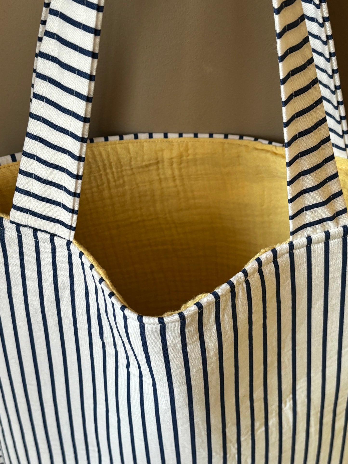 Striped Ruffle Tote Bag